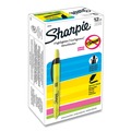 Highlighters | Sharpie 28025 Fluorescent Yellow Ink Chisel Tip Retractable Highlighters - Yellow/Black Barrel (1 Dozen) image number 5