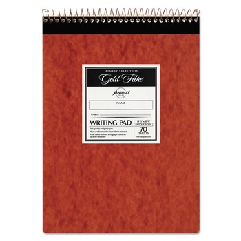Ampad 20-008R 8.5 x 11.75 Sheets (70) Gold Fibre Retro Wirebound Wide/Legal and Quadrille Rule Writing Pads - Red Cover/White Sheets