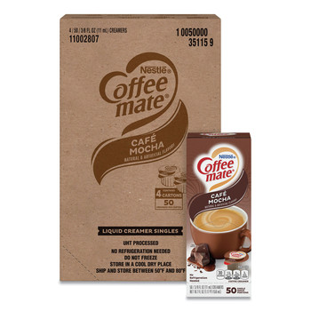 FOOD CONDIMENTS | Coffee-Mate 11002807 0.38 oz. Mini Cups Liquid Coffee Creamer - Cafe Mocha (200/Carton)