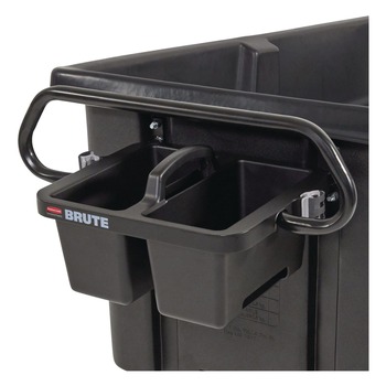 CLEANING CARTS | Rubbermaid Commercial 2221459 BRUTE 25.45 in. x 12.82 in. x 15 in. Ergonomic Rotomolded Tilt Truck Handle and Caddy - Black