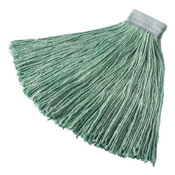 Rubbermaid Commercial FGF13700GR00 24 oz. Non-Launderable Cotton/Synthetic Cut-End Wet Mop Heads - Green
