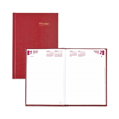 Notebooks & Pads | Brownline CB389.RED 8.25 in. x 5.75 in. 12-Month (Jan to Dec): 2025 Daily/Monthly Planner - Red Cover image number 0