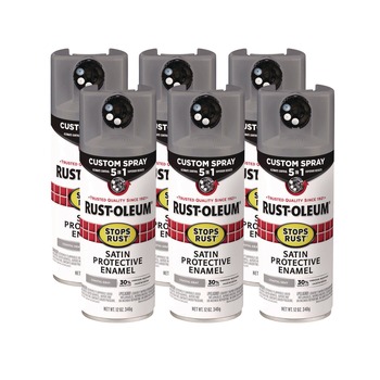 Rust-Oleum 376872 Stops Rust 5-in-1 Spray Paint, Satin Coastal Gray, 12 oz Aerosol Can, 6/Carton