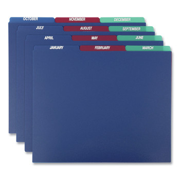 Pendaflex 40144 8.5 x 11 Poly 1/3-Cut Top Tab January-December File Guides - Assorted Colors (12/Set)