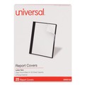 Report Covers & Pocket Folders | Universal UNV57120 0.5 in. Capacity 8.5 in. x 11 in. Prong Fastener Clear Front Report Cover - Clear/Black (25/Box) image number 1