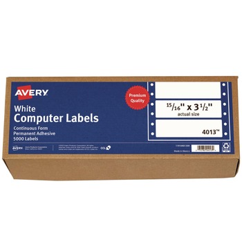 LABELS | Avery 04013 0.94 in. x 3.5 in. Pin-Fed/Dot Matrix Printer Mailing Labels - White (5000/Box)