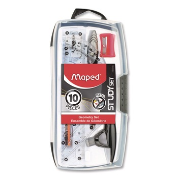 Maped Helix 897010 10-Piece Metal/Plastic Compass and Geometry Set - Black/Clear
