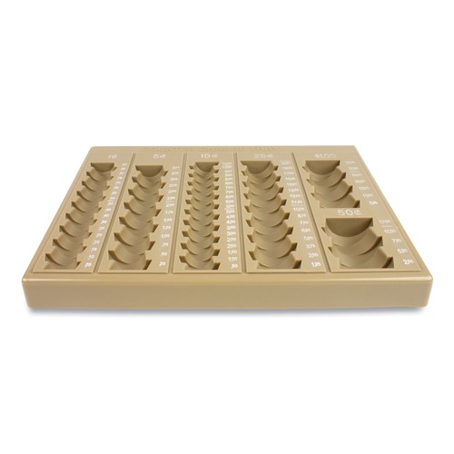 Retail Store Supplies | CONTROLTEK 500025 7.75 in. x 10 in. x 1.5 in. 6-Compartments Stackable Plastic Coin Tray - Tan image number 0