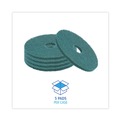 Just Launched | Boardwalk BWK4016GRE 16 in. Diameter Heavy-Duty Scrubbing Floor Pads - Green (5/Carton) image number 4