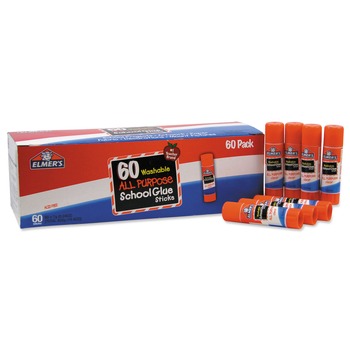 Elmer's E501 0.24 oz. Washable Applies and Dries Clear School Glue Sticks (60/Box)