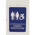 Floor Signs & Safety Signs | Headline Sign 7771 6 x 9 Unisex Restroom ADA Sign - Blue Face/White Graphics image number 2