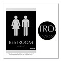 Floor Signs & Safety Signs | Headline Sign 4249 Century Series 6 in. x 9 in. Men/Women Restroom Office Sign - Black/Silver image number 2