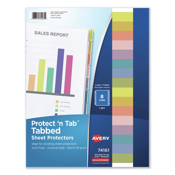SHEET PROTECTORS | Avery 74161 Protect 'n Tab Letter Size 8-Tab Top-Load Sheet Protectors - Clear (1-Set)