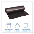 Trash Bags | Boardwalk X6639XKKR01 33 in. x 39 in. 33 gal. 1.6 mil Recycled Low-Density Polyethylene Can Liners - Black (100/Carton) image number 3