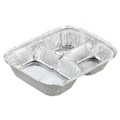  | Handi-Foil 2045-35-250W 8.5 in. x 6.38 in. x 1.47 in. 24 oz. 3-Compartment Aluminum Oblong Container with Lid - Silver (250/Carton) image number 1