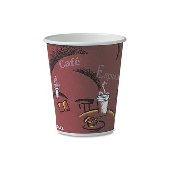 SOLO OF10BI-0041 10 oz. Paper Bistro Design Hot Drink Cups - Maroon (300/Carton)