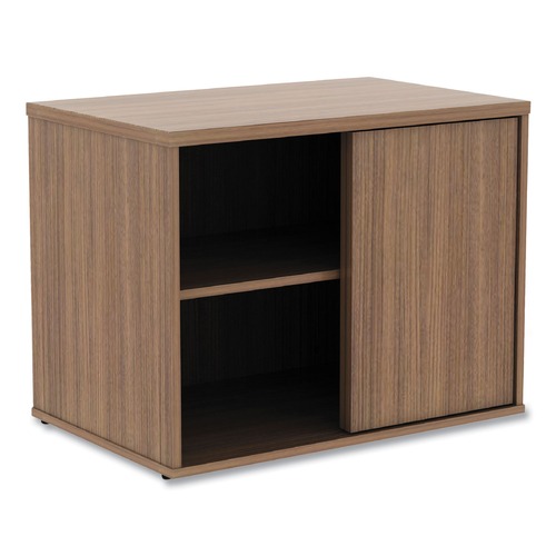 Office Filing Cabinets & Shelves | Alera ALELS593020WA 29.5 in. x 19.13 in. x 22.78 in. Open Office Low Storage Cabinet Credenza - Walnut image number 0
