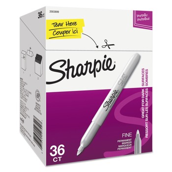 Sharpie 2003899 Metallic Fine Point Permanent Marker Value Pack - Metallic Silver (36/Pack)