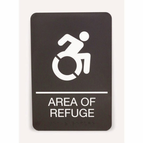 Floor Signs & Safety Signs | Headline Sign 7784 6 x 9 Area of Refuge ADA Sign - Black Face/White Graphics image number 0