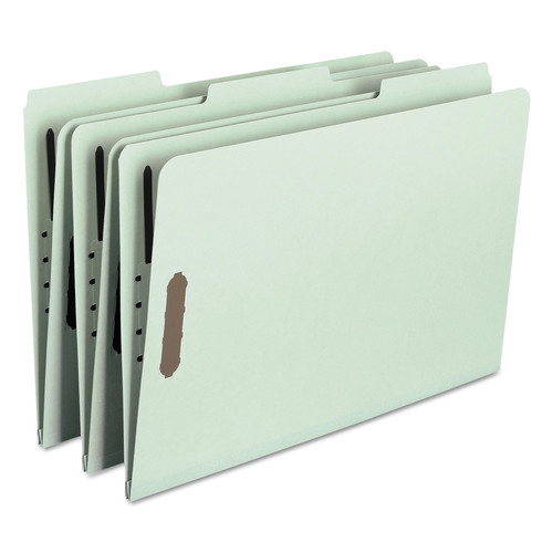 File Folders | Smead 20003 1 in. Expansion 2 Fasteners Legal Size Recycled Pressboard Fastener Folders - Gray-Green Exterior (25/Box) image number 0