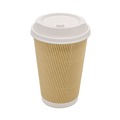 Cups and Lids | Karat C-KRC516 16 oz Ripple Hot Cups - Kraft/White (500/Carton) image number 0