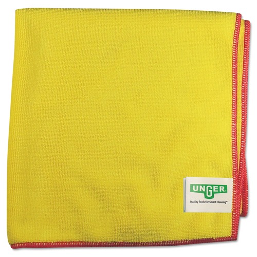 Cleaning Cloths | Unger MF40Y 16 in. x 15 in. SmartColor Heavy-Duty MicroWipes - Yellow/Red (10/Pack) image number 0