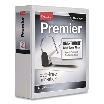 Cardinal 10340CB 4 in. Capacity 11 x 8.5 Premier Easy Open ClearVue Locking Slant-D Ring Binder - White