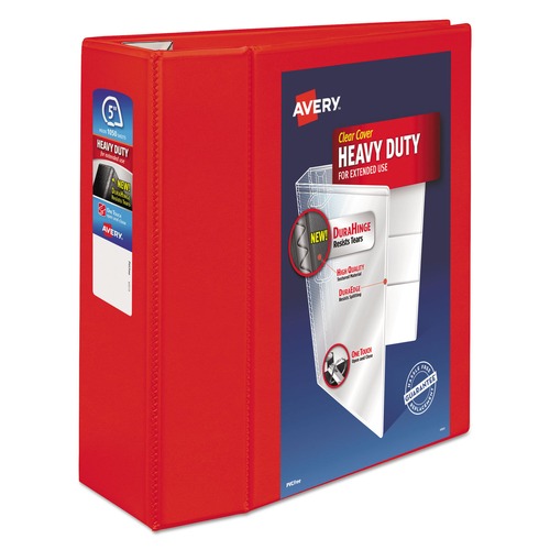 Binders | Avery 79327 Heavy-Duty 11 in. x 8.5 in. 5 in. Capacity 3 Locking One Touch EZD Rings View Binder with DuraHinge - Red image number 0