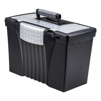 FILING AND FOLDERS | Storex 61510U01C 14.5 in. x 10.5 in. x 12 in. Portable Letter/Legal Filebox with Organizer Lid - Black