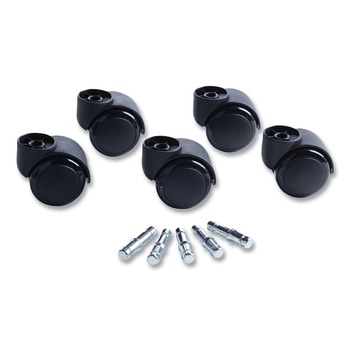 OFFICE CHAIR CASTERS | Master Caster 23620 2.19 in. Soft Polyurethane Wheel Flush Mount Grip Ring Type B and Type K Stems Deluxe Futura Casters - Matte Black (5-Piece/Set)