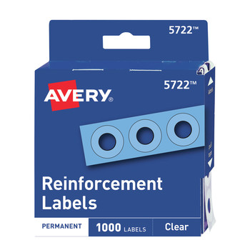NOTEBOOKS AND PADS | Avery 05722 0.25 in. Diameter Dispenser Pack Hole Reinforcements - Clear (1000/Pack)