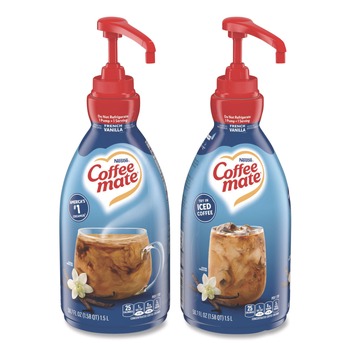 Coffee-Mate 12039864 1.5 Liter Liquid Coffee Creamer Pump Bottle - French Vanilla (2/Carton)