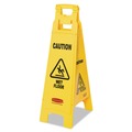 Floor Signs & Safety Signs | Rubbermaid Commercial FG611477YEL 12 in. x 16 in. x 38 in. 4-Sided Caution Wet Floor Sign - Yellow image number 0