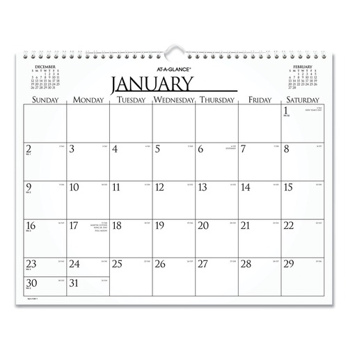 Bulletin Boards | AT-A-GLANCE 997-1 12-Month (Jan to Dec) 2026 15 in. x 12 in. Business Monthly Wall Calendar - White/Black Sheets image number 0