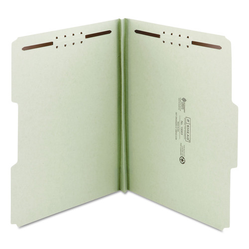 File Folders | Smead 15003 1 in. Expansion 2 Fasteners Letter Size Recycled Pressboard Fastener Folders - Gray-Green Exterior (25/Box) image number 0