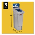 Trash & Waste Bins | Rubbermaid Commercial 2185055 Slim Jim Recycling Station Kit 1-Stream Mixed Recycling 23 gal Plastic Gray/Blue image number 3