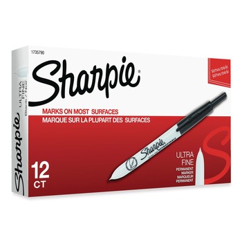 Sharpie 1735790 Extra-Fine Needle Tip Retractable Permanent Marker - Black (1-Dozen)