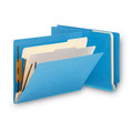 File Folders | Smead 26836 2 in. Expansion 2 Dividers 6 Fasteners Letter Size Colored End Tab Classification Folders - Blue (10/Box) image number 0