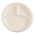 Bowls and Plates | Boardwalk BWKPLT3C10NPFA 10 in. 3-Compartment Bagasse PFAS-Free Dinnerware Plate - Tan (500/Carton) image number 2