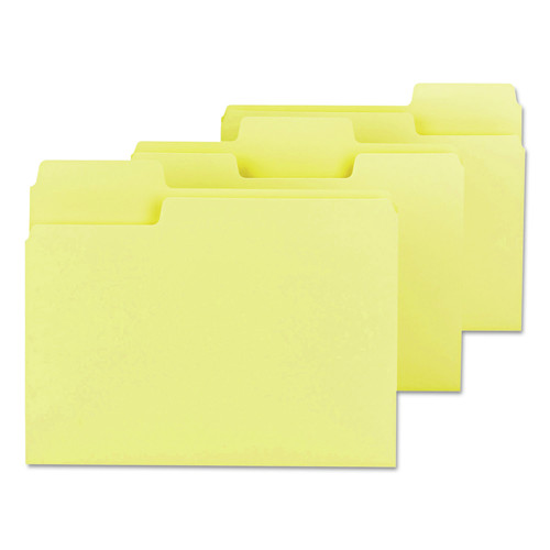 File Folders | Smead 11984 1/3-Cut Tabs Assorted Letter Size 0.75 in. Expansion SuperTab Colored File Folders - Yellow (100/Box) image number 0