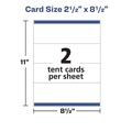 Just Launched | Avery 05305 8.5 in. x 2.5 in. Medium Embossed Tent Cards - White (2 Cards/Sheet, 50 Sheets/Box) image number 6