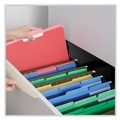 File Folders | Universal UNV12303 1/3-Cut Assorted Tab Interior File Folders - Letter Size, Red (100/Box) image number 3