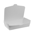 Food Trays, Containers, and Lids | Pactiv Corp. NOB02W EarthChoice OneBox 9 in. x 4.85 in. x 2 in. 55 oz. Paper Box - White (100/Carton) image number 1