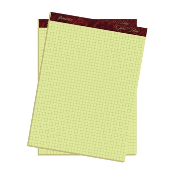 Ampad 22-143 Gold Fibre 8.5 in. x 11.75 in. Sheets 4 sq./in. Quadrille Rule Stapled with Perforated Sheets Pads - Canary (1-Pad)