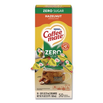 FOOD CONDIMENTS | Coffee-Mate 12434680 0.38 oz Mini Cups Liquid Coffee Creamer - Zero Sugar Hazelnut (50/Box)