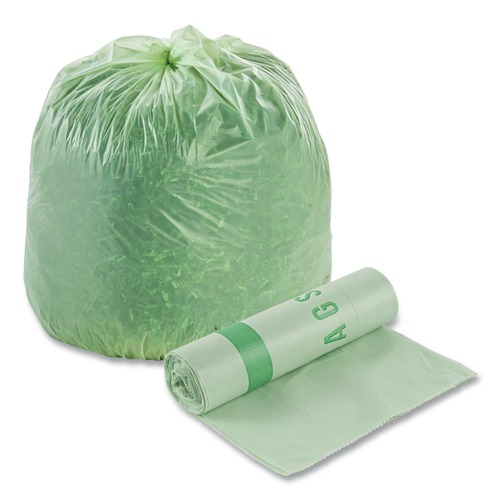 Trash Bags | Stout by Envision E3348E85 32 Gallon 0.85 mil 33 in. x 48 in. EcoSafe-6400 Bags - Green (50/Box) image number 0