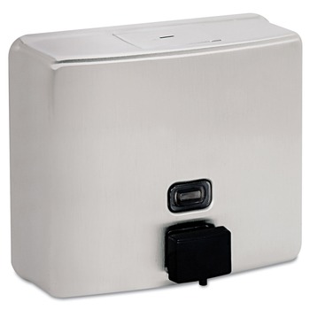 Bobrick B-4112 ConturaSeries 7 in. x 3.31 in. x 6.13 in. 40 oz. Surface-Mounted Liquid Soap Dispenser - Stainless Steel Satin