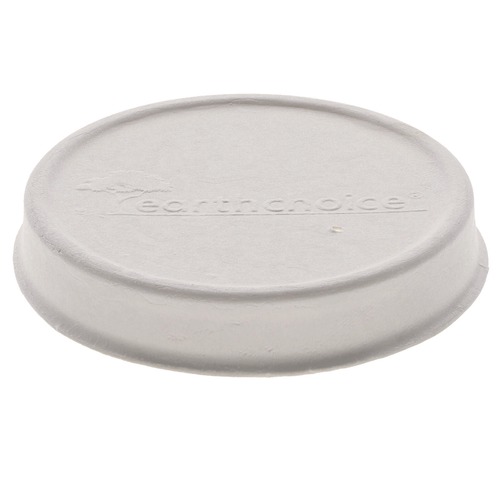 Cups and Lids | Pactiv Corp. LMC81216ECBB 4 in. EarthChoice PFAS-Free Compostable Sugarcane Soup Cup Lid - White (500/Carton) image number 0