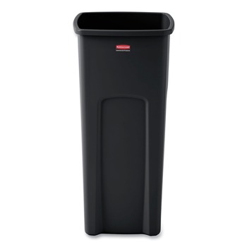 Rubbermaid Commercial FG356988BLA Untouchable Waste Container, Square, Plastic, 23gal, Black