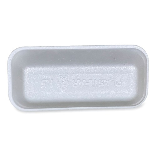 Food Trays, Containers, and Lids | GEN 15WH 8.38 in. x 3.94 in. x 1.1 in. #1.5 Meat Trays - White (1000/Carton) image number 0